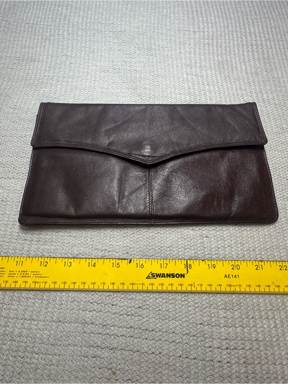 womens Leather Envelope Clutch - Dark Brown